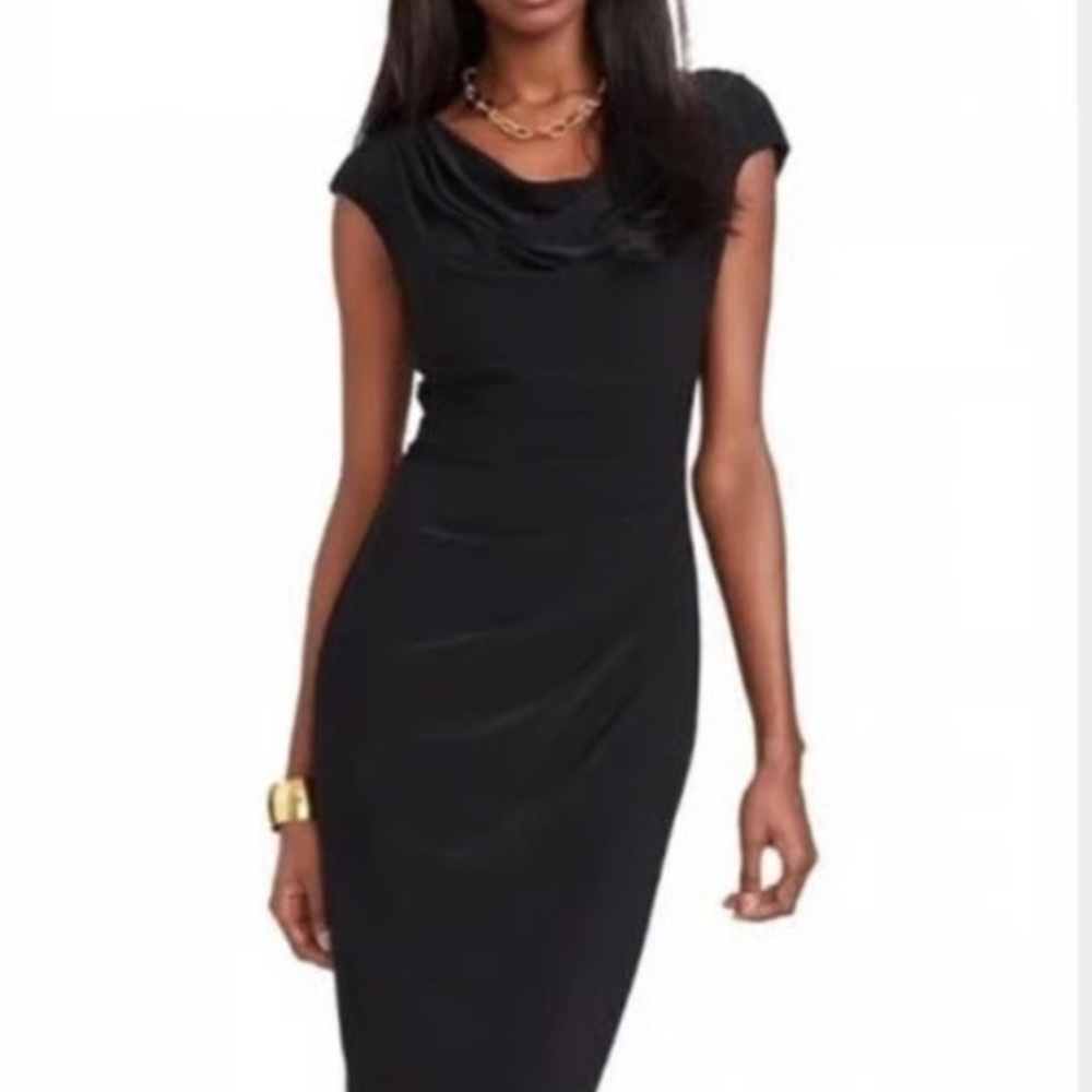 Lauren Ralph Lauren Purple Sheath Midi Dress Cowl Neck